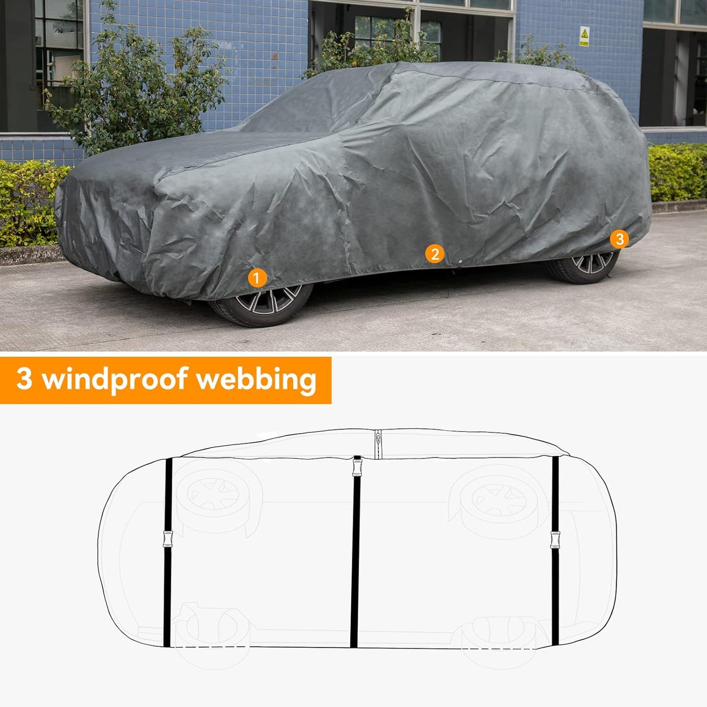 XCAR Ultra Light Waterproof SUV Car Cover for Automobiles All Weather Protection, Windproof & Breathable, Fits Cars Up to 206"