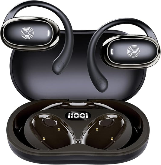 IFECCO Open Ear Headphones Bluetooth 5.4 - Wireless Open Ear Earbuds with Ddigital Display Charging Case,48H Playtime Premium Sound Sport Conduction Headphones for Running, Cycling Driving