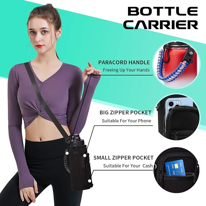 40oz Insulated Water Bottle with Straw, Paracord Handle & Carrier Bag, Wide Mouth Vacuum Insulated Hydro Bottle, Stainless Steel Thermo Mug Flask for Sports Office School, Cold 48Hrs & Hot 24Hrs