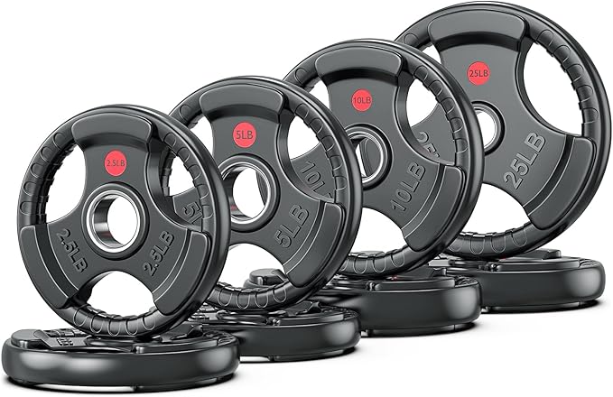 XDDIAS Rubber Weight Plates for Barbell, 2-Inch Olympic Grip Plate for Strength Training, Weightlifting and Bodybuilding in Home & Gym, Solid Cast Iron Weight Plates Pair and Sets