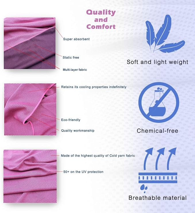 4 Packs Cooling Towel (40 x 12), Ice Towel, Microfiber, Soft Breathable Chilly Towel Stay Cool for Yoga, Workout, Sport, Gym, Camping, Fitness, Running, Workout & More Activities - Multicolor