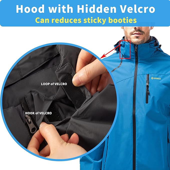 Mens Lightweight Waterproof Jacket Windproof Rain Hooded jackets for Running Hiking Cycling Travel M-7XL
