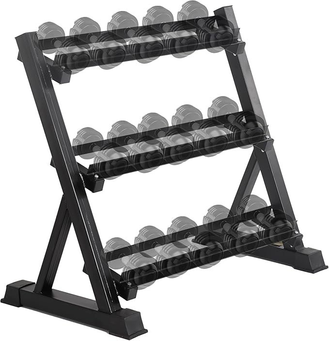 PayLessHere Dumbbell Rack 3 Tier Weight Storage Organizer Racks with Solid Steel Holder & 1000lbs Capacity For Home Gym, Black