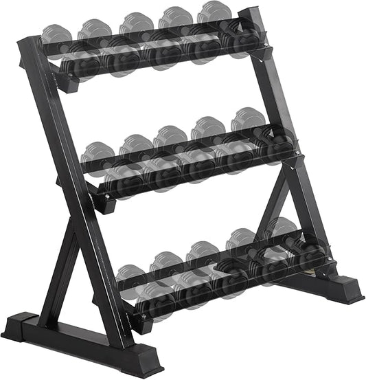 PayLessHere Dumbbell Rack 3 Tier Weight Storage Organizer Racks with Solid Steel Holder & 1000lbs Capacity For Home Gym, Black