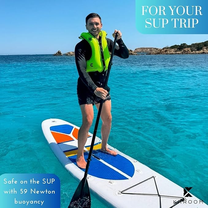 Khroom Inflatable Snorkel Vest for Adults and Teenagers | 60"-75" Height | 90-220 lbs | V2 2025 Model | Buoyancy Jacket for Snorkeling and SUP - Snorkel Vest, Buoyancy Aid