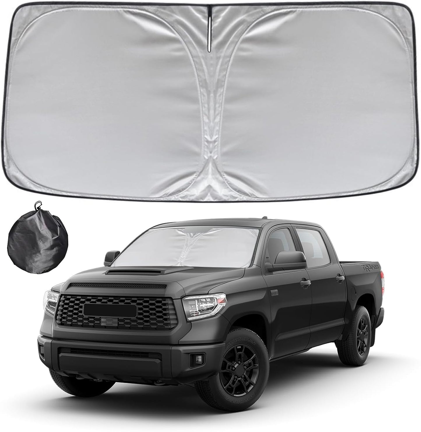 KAYZT Windshield Sun Shade for 2007-2021 Toyota Tundra Foldable Sunshade Front Window Custom Fit Car Accessories