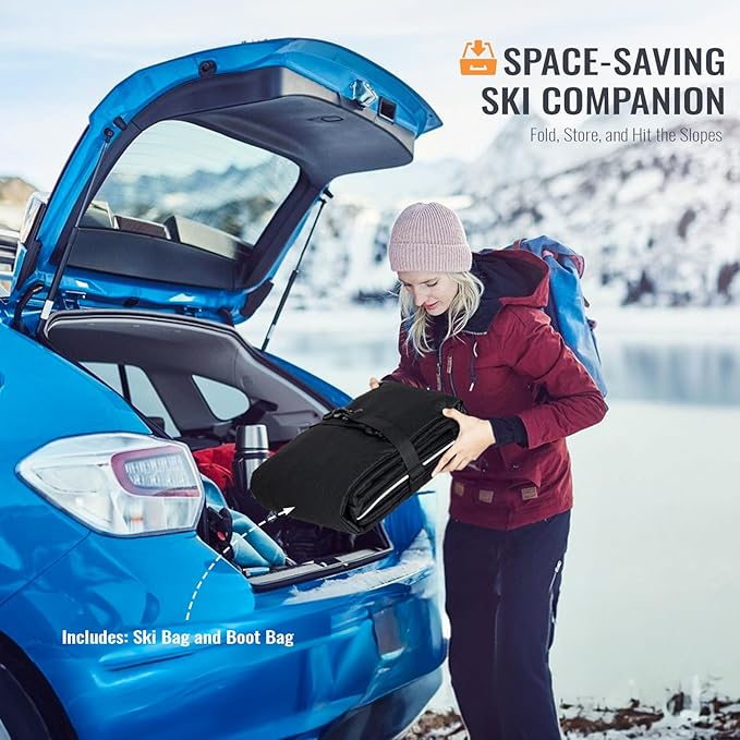 Ski Bag and Boot Bag Combo, Padded Skis Bag for Air Travel, Safety Reinforce Ski Carrier Bag Fits for Skis Up to 200 CM and Boots Up To Size US13, Water- resistant Ski Travel Bag