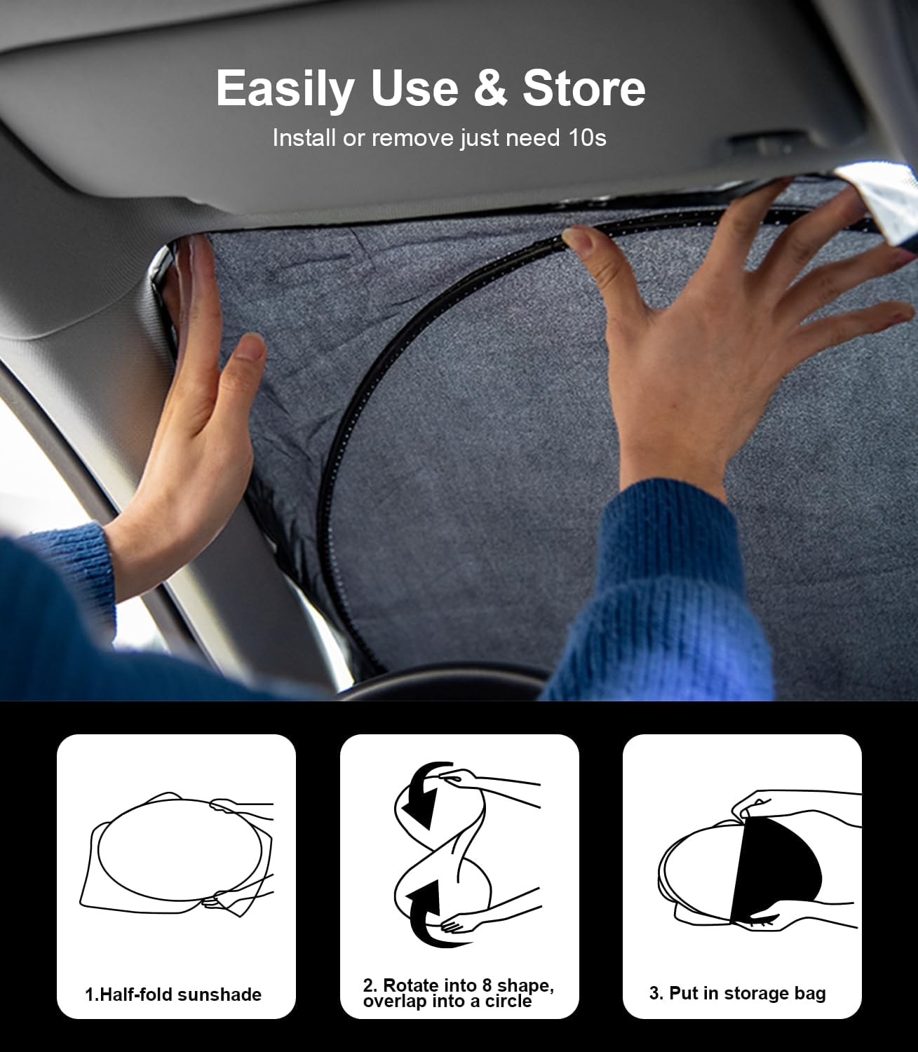 INSAUTO for Altima 2024 Windshield Sun Shade Sunshade for Nissan Altima Sedan 2019-2022 2023 Windshield Cover Front Window Sun Shield Foldable Sun Visor Protector UV Heat Protection Car Accessories