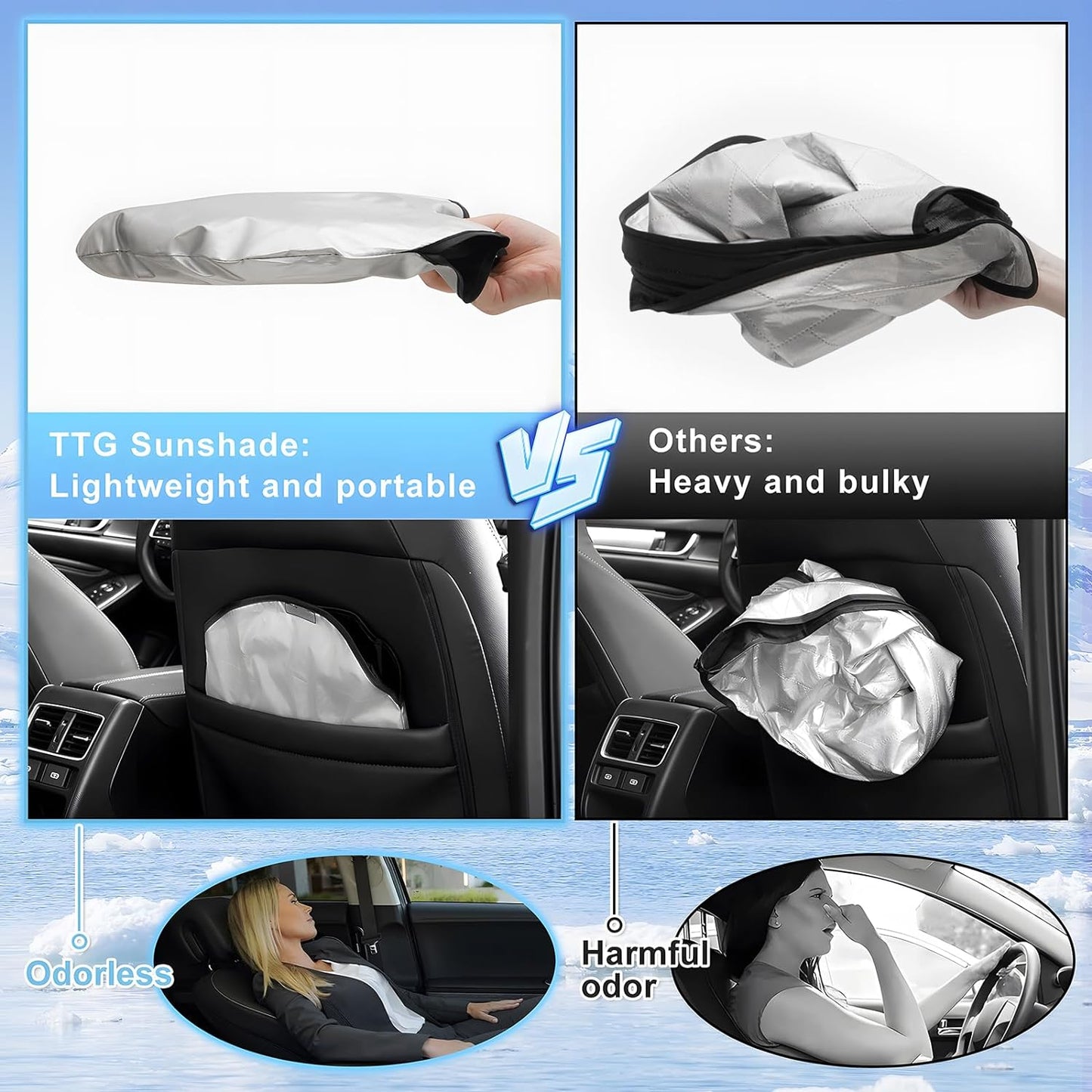 T TGBROS Windshield Sun Shade for Volkswagen ID.4 2021-2024 2025 Front Window Sun Shade Foldable Sun Shield Sun Visor Cover Block Heat and Sun Protection
