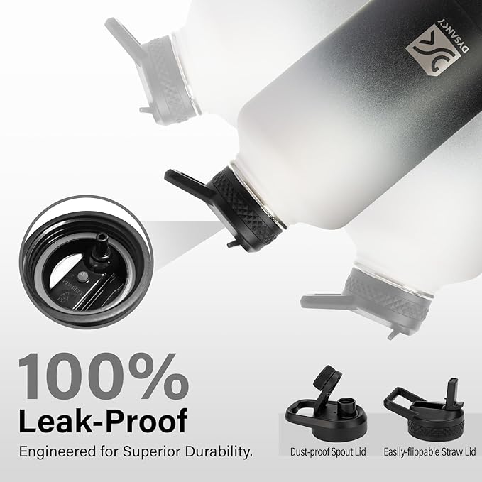 Insulated Water Bottle | Thickened Stainless Steel Vacuum Metal | Portable Sports Half Gallon Large Water Jug for Gym and Hiking with Straw, Carrier Bag, Handle Strap | BPA-Free 64 oz