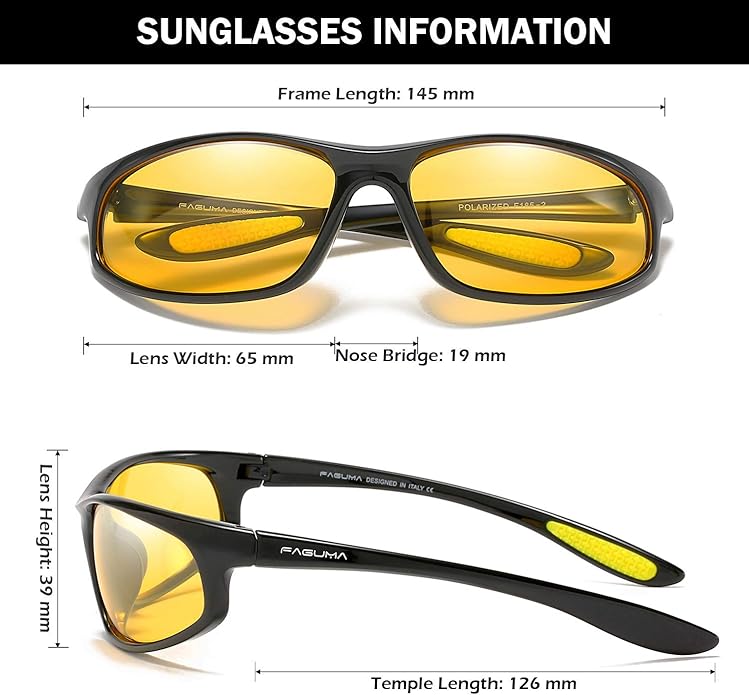 FAGUMA Polarized Sports Sunglasses For Men Cycling Driving Fishing UV400 Protection