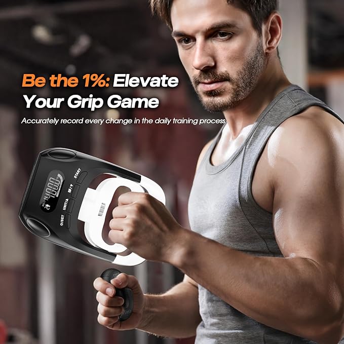 Grip Strength Tester & Trainer 2-in-1 Combo Set-Digital Hand Dynamometer with LCD Display, Max 400lb/180kg Capacity, Resistance Ring with Ergonomic Design for Sports, Gym, Home & Rehab