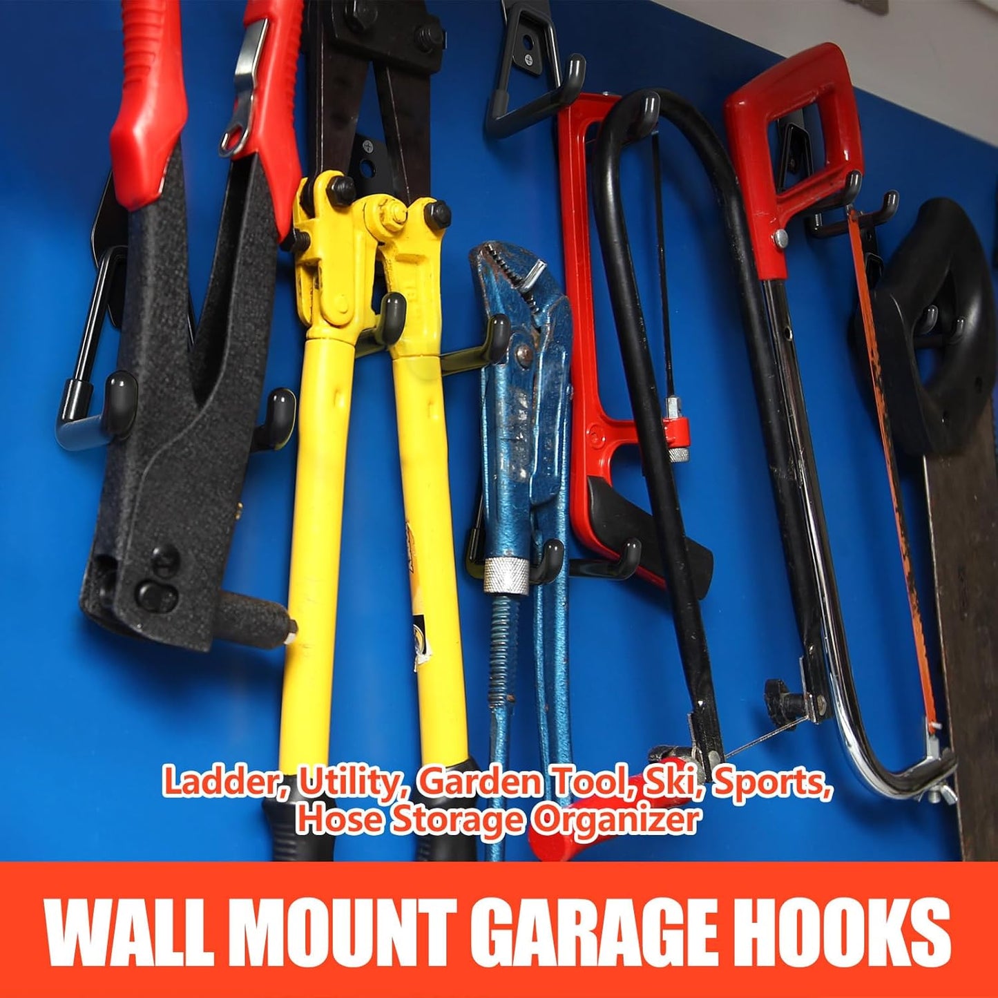 2 Pack Garage Hooks with Anti-Slip Coating Heavy Duty Wall Mount Hooks for Garage Storage and Hanging Hoses Bike Garden Tools Ropes etc