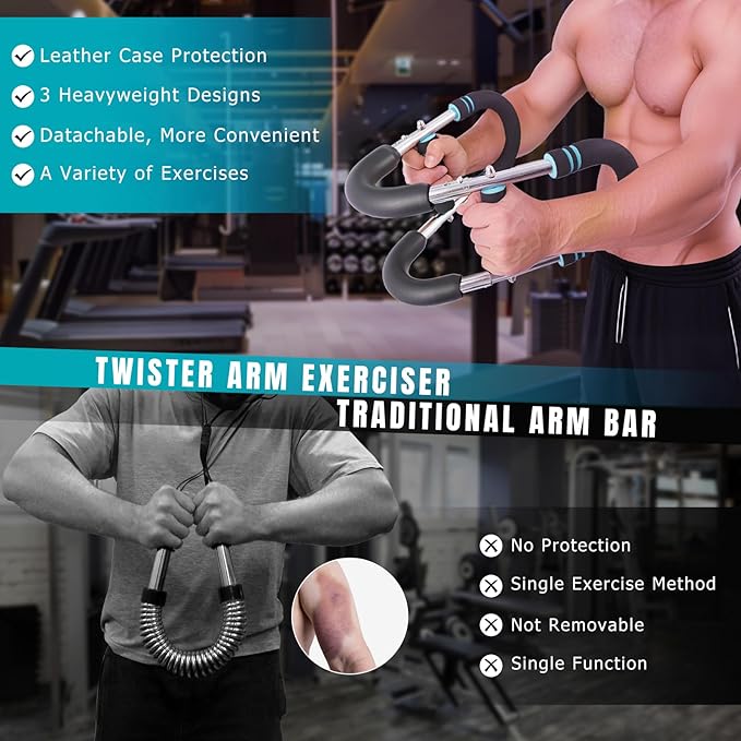 Twister Arm Trainer for Men, Adjustable Chest Shoulder Workout Equipment, Detachable Forearm Exercise Strengthener Fitness Equipment for Home Gym