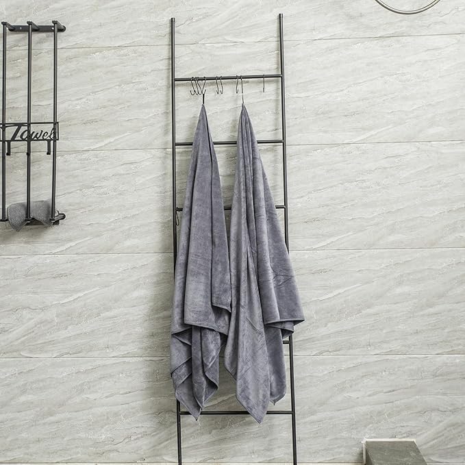 JML Bath Towels, Microfiber Bath Towel Set 6 Pack 30" x 60", Soft Absorbent Microfiber Towels for Body, No Fading Microfiber Bath Towels for Adult, Blue