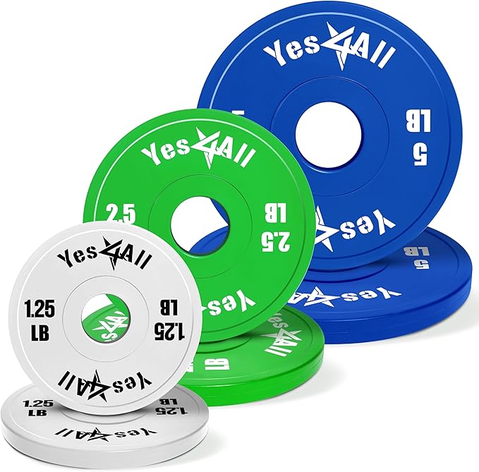 Yes4All Fractional Weight Plates Set, Available In Steel And Rubber, Set of 2/4/6 Plates in 1.25LB, 2.5LB, or 5LB Sizes, Micro Change Plates for Dumbbell and Olympic Barbell Weightlifting