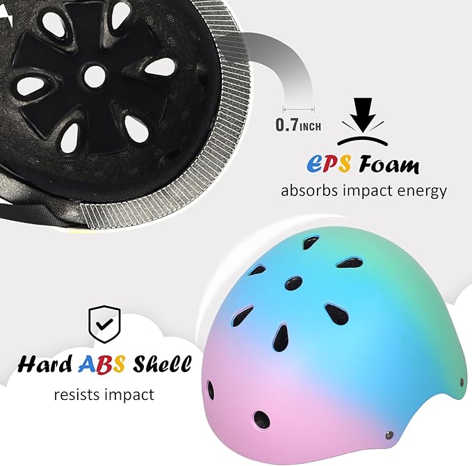 Kids Bike Helmet, Adjustable and Multi-Sport, from Toddler to Youth, 3 Sizes