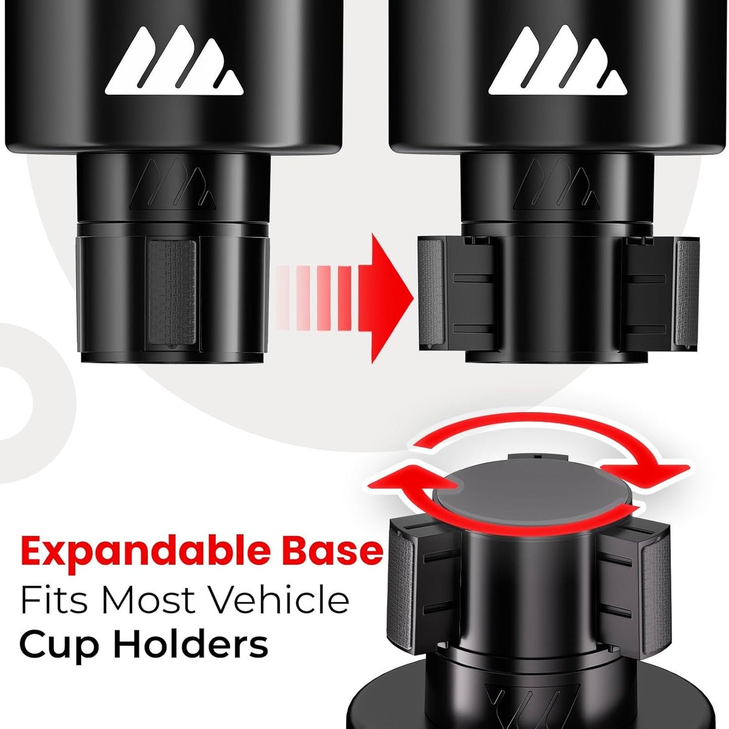 [Upgraded] Integral Ultimate Car Cup Holder Expander - Adjustable Base - Organizer & Expander for Vehicles - Compatible with Mugs, Yeti 14/24/36/46oz, Rambler, Hydro Flasks 32/40oz, 3.4"-4.0" Bottles