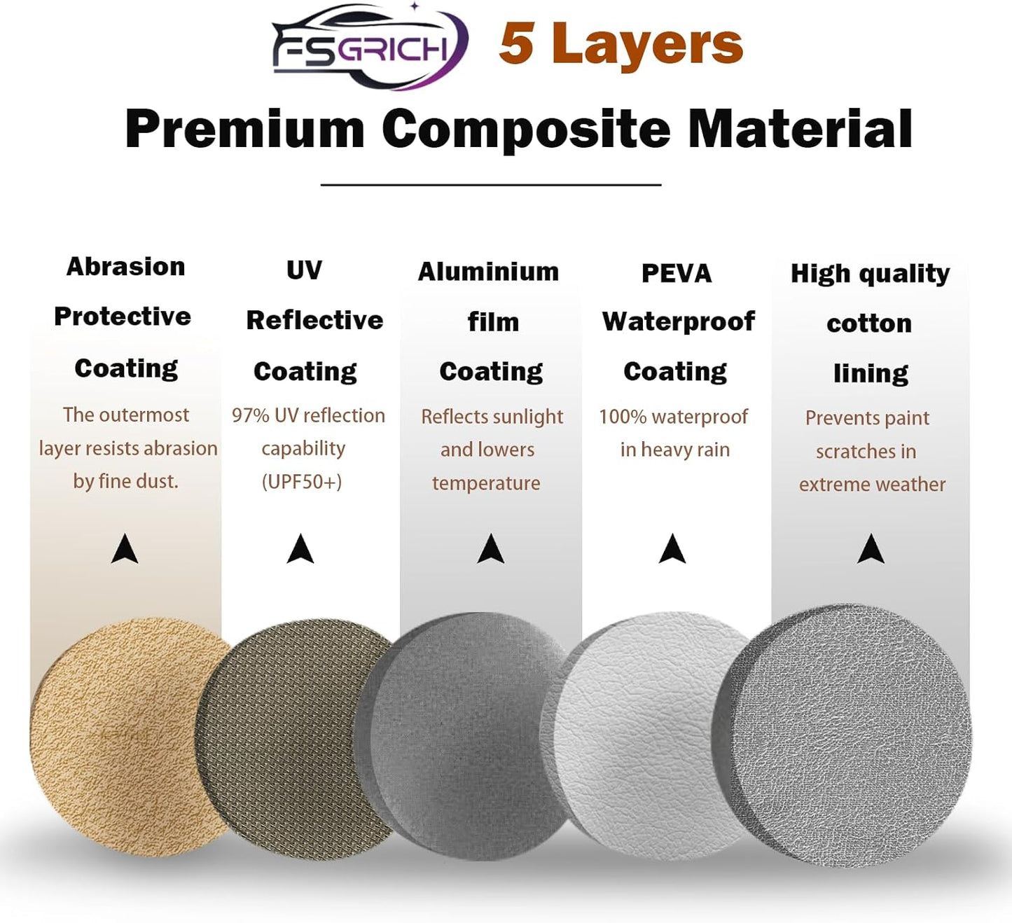 Car Cover Waterproof All Weather Compatible with Jeep Grand Cherokee, Outdoor Anti-UV Sun Rain Protection Full Exterior Cover (Camel with Brown)