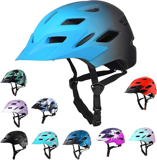 Kids Bike Helmet,Bavilk Kids Boys Girls Bike Helmets with LED Light Detachable Visor Children Youth Teen Multi-Sport for Skating Cycling Scooter Skateboard Adjustable & Lightweight 19.7"-22.4"