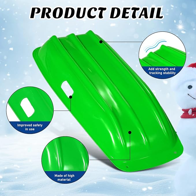 Jerify 12 Pcs 35 in Classic Snow Sled Winter Downhill Sprinter Toboggan with Pull Rope and Handles Plastic Sleds for Kids Adults Snow Sand Board Sleigh, 6 Colors