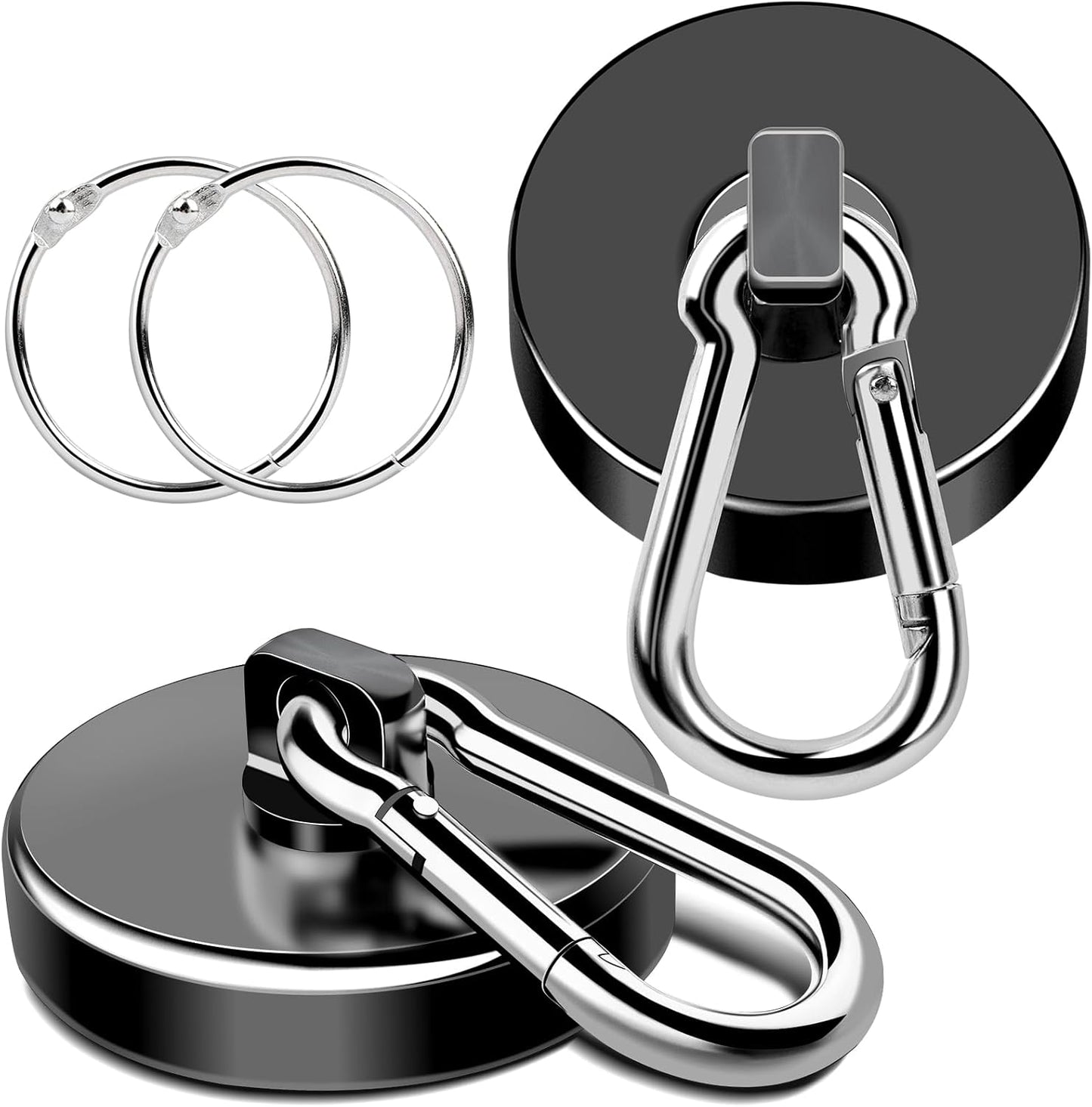 MIKEDE Magnetic Hooks Heavy Duty, 200LBS+ Powerful Magnetic Hooks Cruise, Super Strong Swivel Magnet Hooks Neodymium Magnets with Carabiner Hook for Hanging, Workplace - 2 Pack