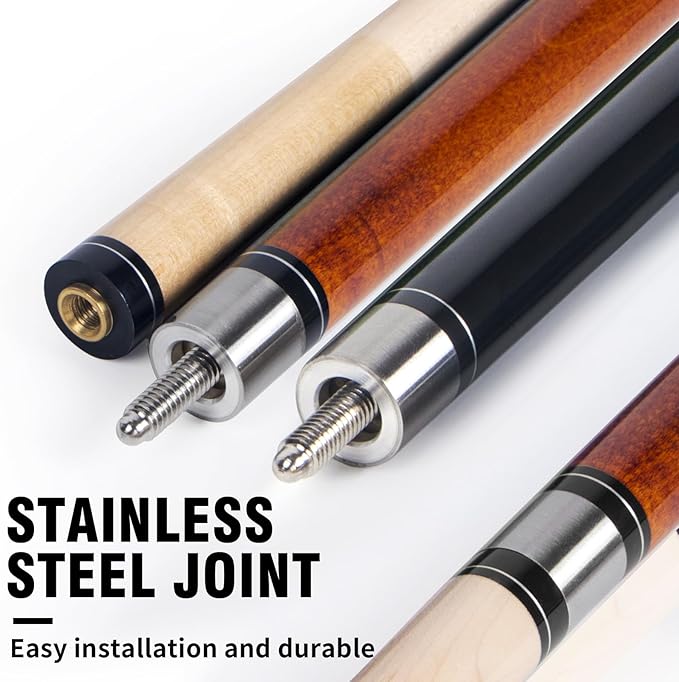 AKLOT Pool Cues,Set of 4 Pool 58" Cue Sticks Canadian Maple Wood Cue Stick for Professional Billiard Players 18 19 20 21 oz