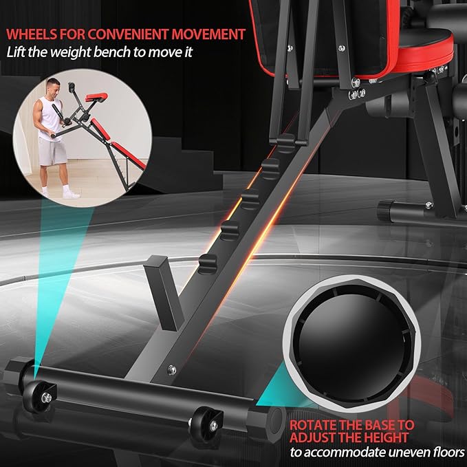 OPPSDECOR Adjustable Weight Bench with Leg Extension, Leg Curl - 800 LBS Heavy Duty Workout Bench for Home Gym - Preacher Curl, Flat, Incline, Decline Sit Up - Full Body Workout