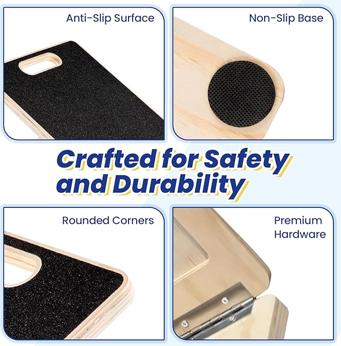 Adjustable Wooden Slant Board, 5 Angles (15°–35°) for Safe Stretching, Squats & Rehab – Anti-Slip top & Base, Durable 10-Layer Wood, Supports up to 400lbs for Home Gym & Recovery use