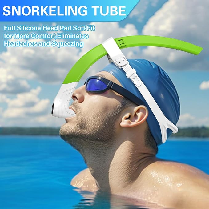 Greatever Detachable Portable Snorkel for Lap Swimming Unisex-Adult Silicone Adjustable Headband One Way Exhaust Valve