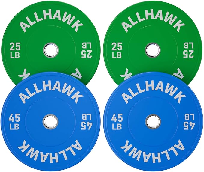 Colorful Olympic Bumper Plates, 2-inch Stainless Steel Insert, Virgin Rubber Weight Plate Set for Barbell Weight Lifting and Strength Training Home Gym