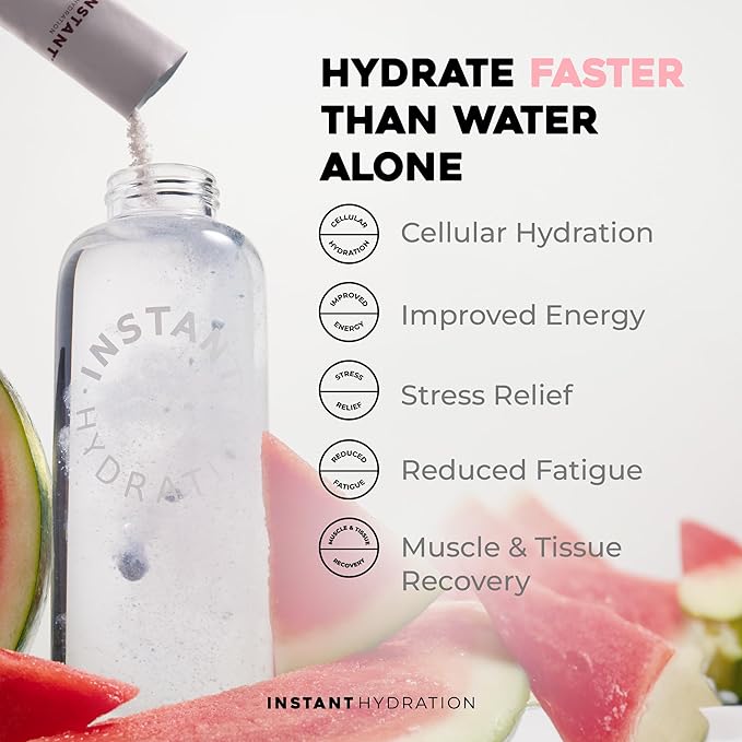 Instant Hydration Electrolytes Powder Packets - Watermelon Electrolyte Drink Mix - Zero Sugar - Keto, Vegan, Gluten-Free, Non-GMO - Boost Recovery, Brain Health, Muscle & Tissue Support- 30 Sticks