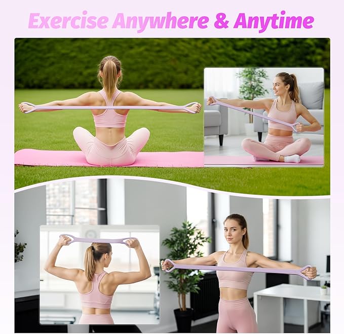 Figure 8 Fitness Resistance Band, Unbreakable Thicken 25lb Elastic Excercise Band for Working Out, Non-Slip Silicone Bands for Strength Stretch Training Arms Back Shoulder Chest Yoga Pilates