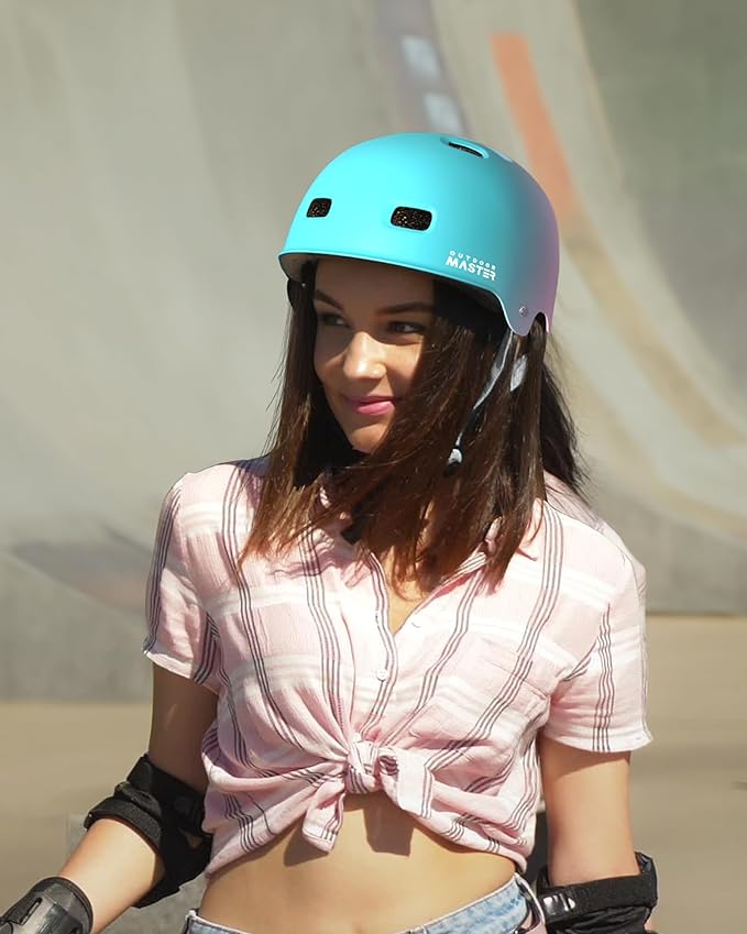 OutdoorMaster Skateboard Cycling Helmet - Two Removable Liners Ventilation Multi-Sport Scooter Roller Skate Inline Skating Rollerblading for Kids, Youth & Adults