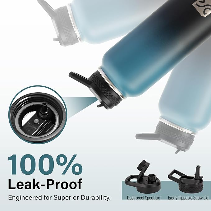 40 oz Insulated Water Bottle | Thickened Stainless Steel Vacuum Metal | Portable Sports Water Jug for Gym and Hiking with Straw, Carrier Bag, Handle Strap | BPA-Free 40 oz