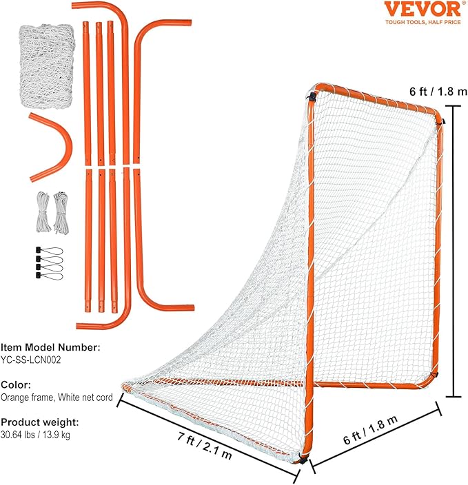 VEVOR Portable Lacrosse Goal - Complete Training Accessory Set with Extended Coverage for Youth and Adults