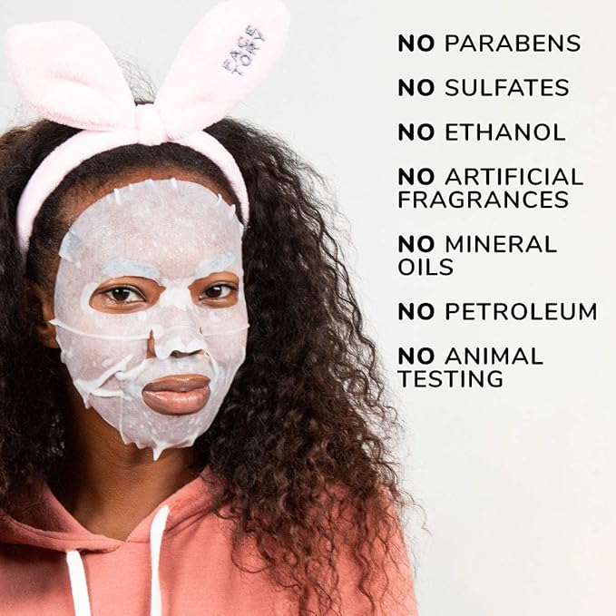 FACETORY K Beauty Face Mask Skin Care - Everyday ACAI Rejuvenating Sheet Mask | Plant-Based with Acai Infusion (5 Pack)