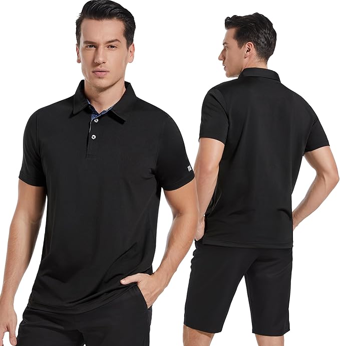 Mens Polo Shirts Short Casual Solid Stylish Dry Fit Performance Designed Collared Golf Polo Shirts for Men