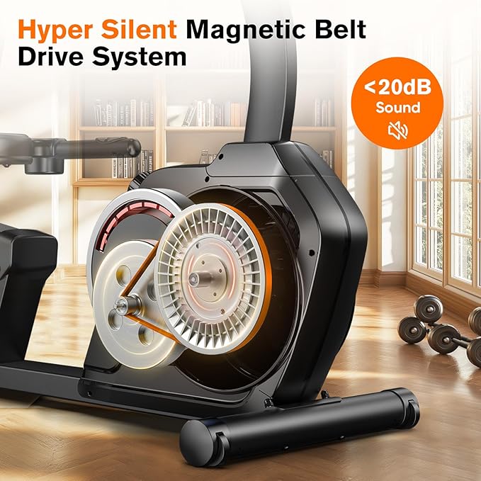 pooboo Recumbent Exercise Bike, Stationary Bikes for Home with Arm Exerciser, Magnetic Recumbent Bike with Ergonomic Backrest & Comfortable Seat, Smart APP, Pulse Sensor, 400LBS Weight Capacity