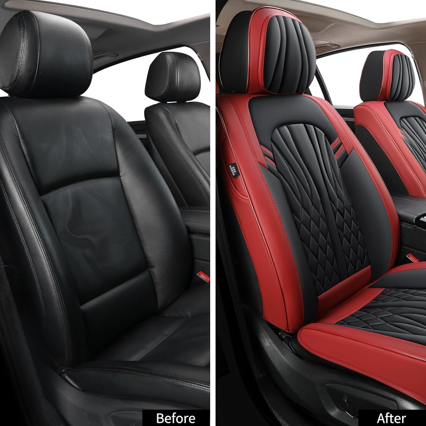 Car Seat Covers,Breathable and Waterproof Faux Leather Automotive Seat Covers for Cars SUV Pick-up Truck Sedan,Universal Anti-Slip Driver Seat Covers Wine Red