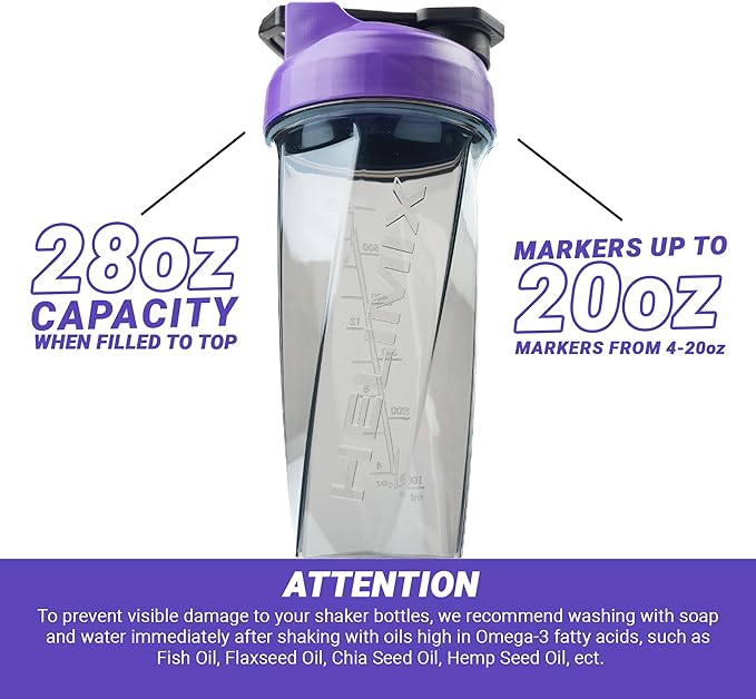 HELIMIX 2.0 Vortex Blender Shaker Bottle Holds upto 28oz | No Blending Ball or Whisk | USA Made | Portable Pre Workout Whey Protein Drink Shaker Cup | Mixes Cocktails Smoothies Shakes | Top Rack Safe