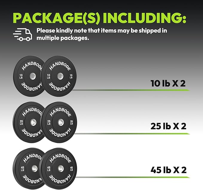 Bumper Plates 2 - Inch Olympic Weight Plate Set for Barbell, 10-55 lb Rubber Weights Sets for Home Gym, Strength Training Plate, Weight Lifting, Black