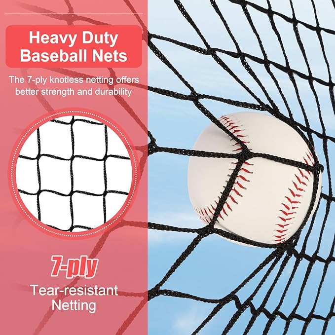 6'X6' Baseball Softball Practice Net with Batting Tee and Ball Caddy, Bonus Strike Zone Target and Bow Frame, for Hitting, Pitching, Catching