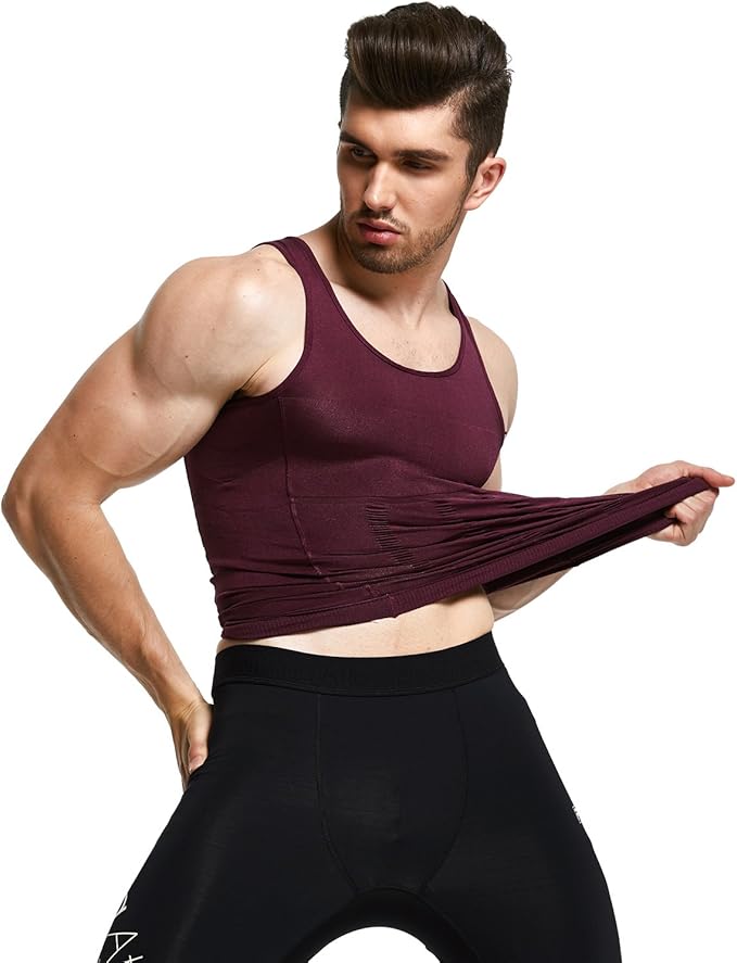 GKVK Mens Slimming Body Shaper Vest Shirt Abs Abdomen Slim