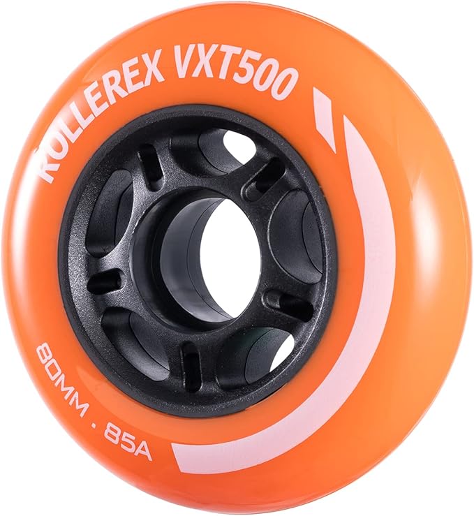 Rollerex VXT500 Inline Skate Wheels (8-Pack) (Various Size & Color Options Available) -Indoor Outdoor- Intended for Roller Blade Wheel Replacement