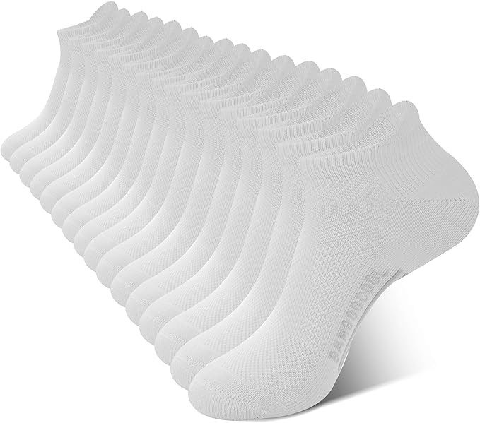 BAMBOO COOL Men's Ankle Socks Athletic Cushioned Moisture Wicking, Running Socks Arch Support Breathable, Heel Tab 8 Pack