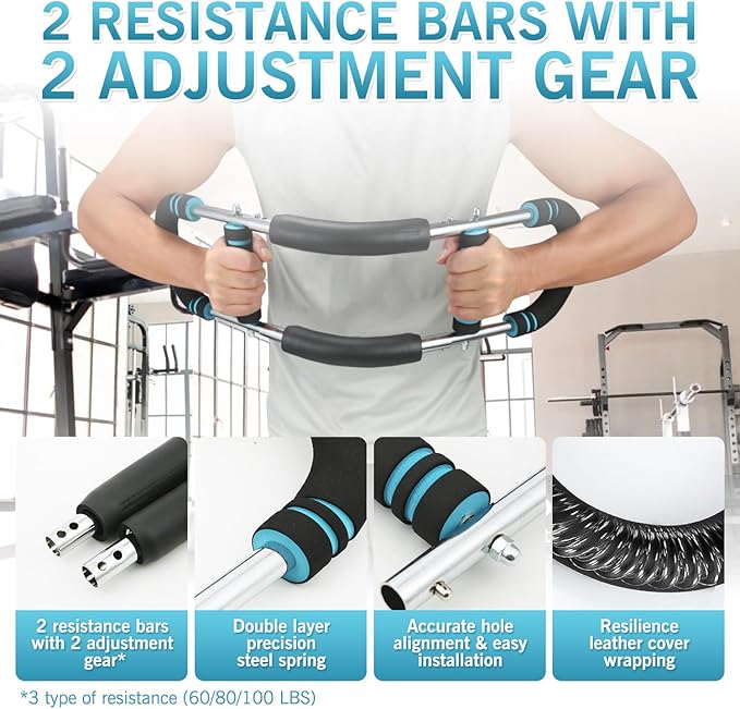 Twister Arm Trainer - Adjustable 60-100lbs Resistance Arm & Chest Workout Equipment for Home Gym Fitness , Arm Strengthener for Men, Power Twister Bar for Biceps, Forearm & Shoulder Training