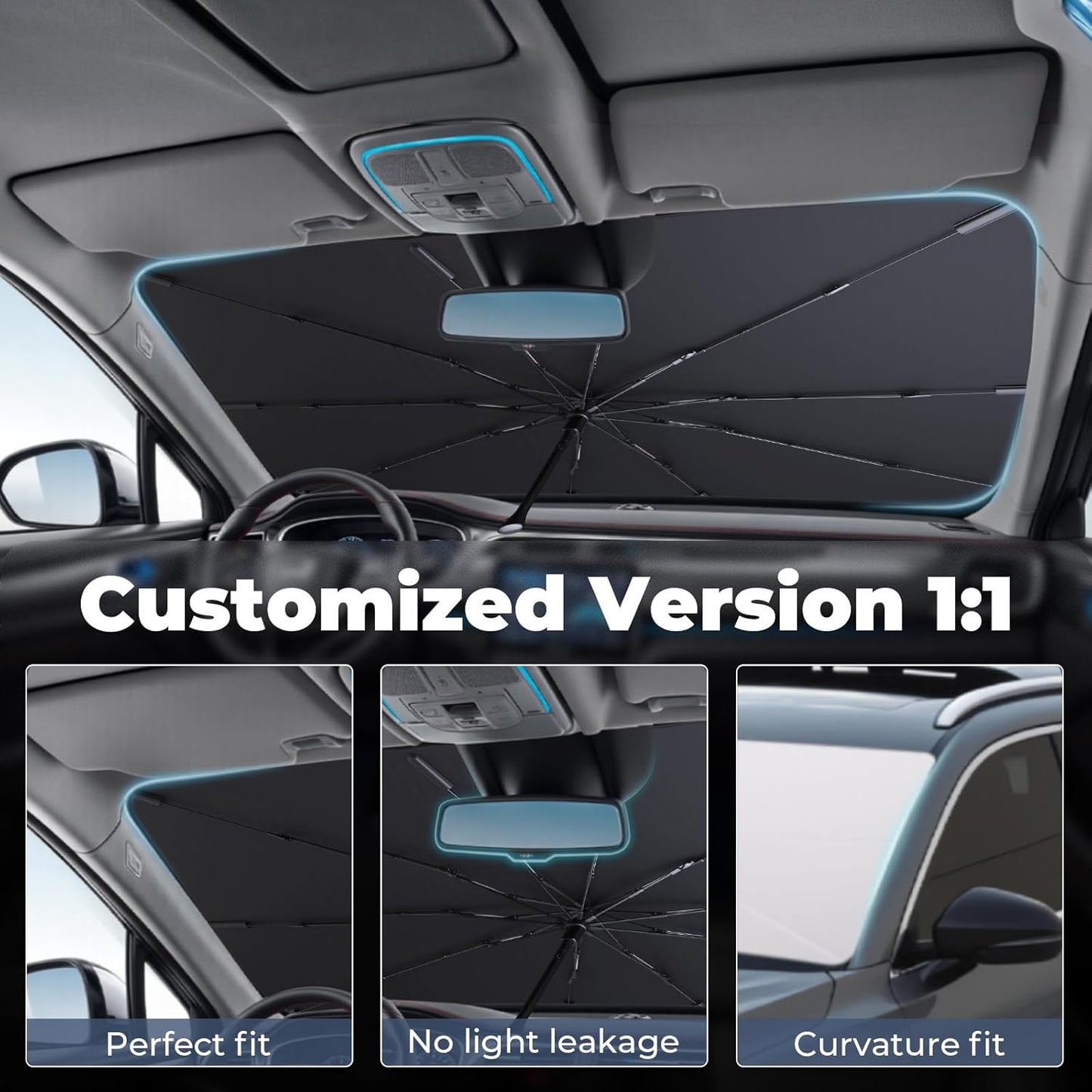 Windshield Sun Shade Umbrella: for BMW-X5-2019-2025 - Front Custom Car Window Shades - Foldable BMW X5 Sunshades Block UV Keep Cool