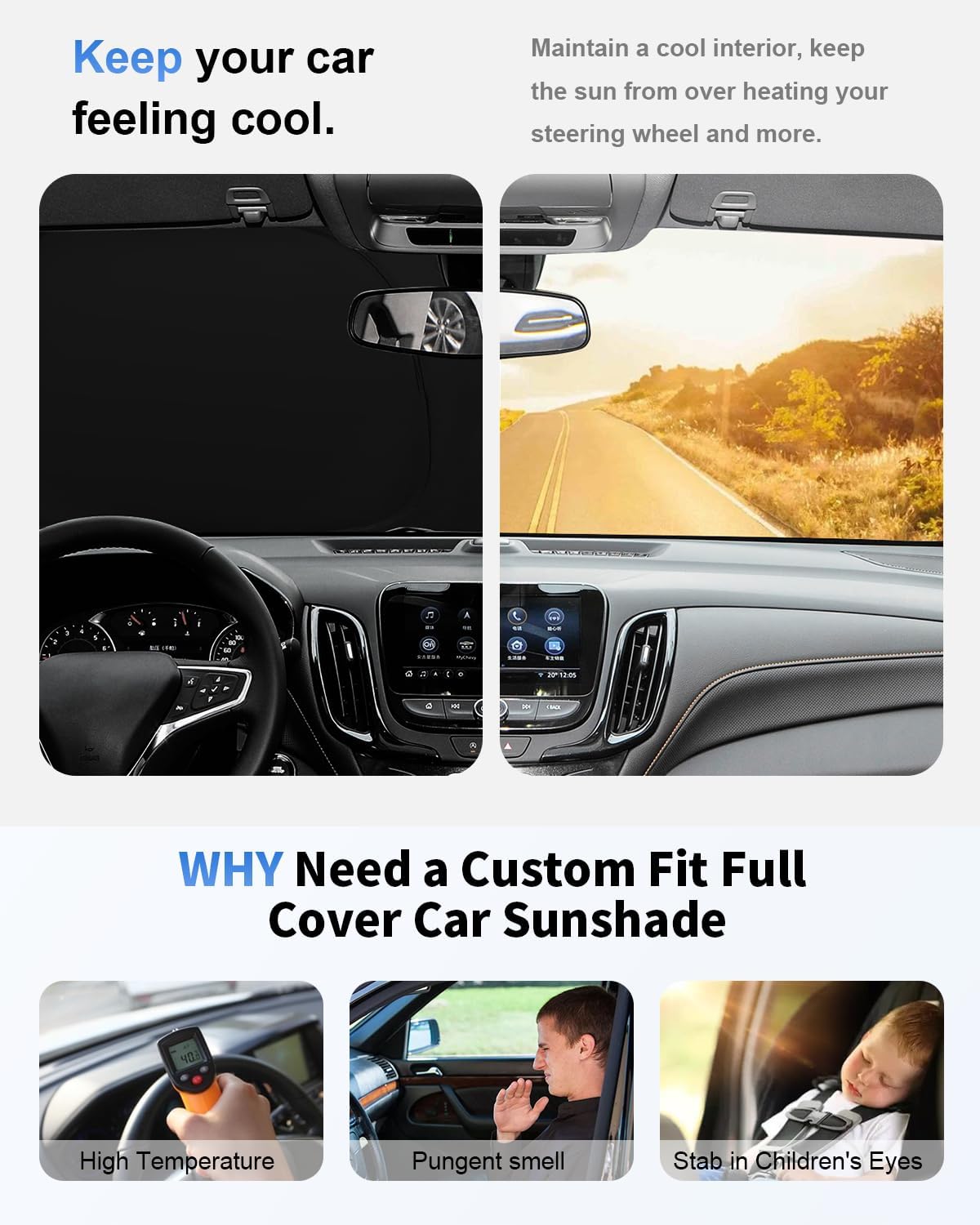 for 2025 Upgrade Highlander Windshield Sun Shade Front Sunshade Custom fit for 2007-2024 Toyota Grand Highlander Hybrid SUV Windshield Cover for 2022 Mirai Venza Toyota RAV4 Window Sun Visor Protector