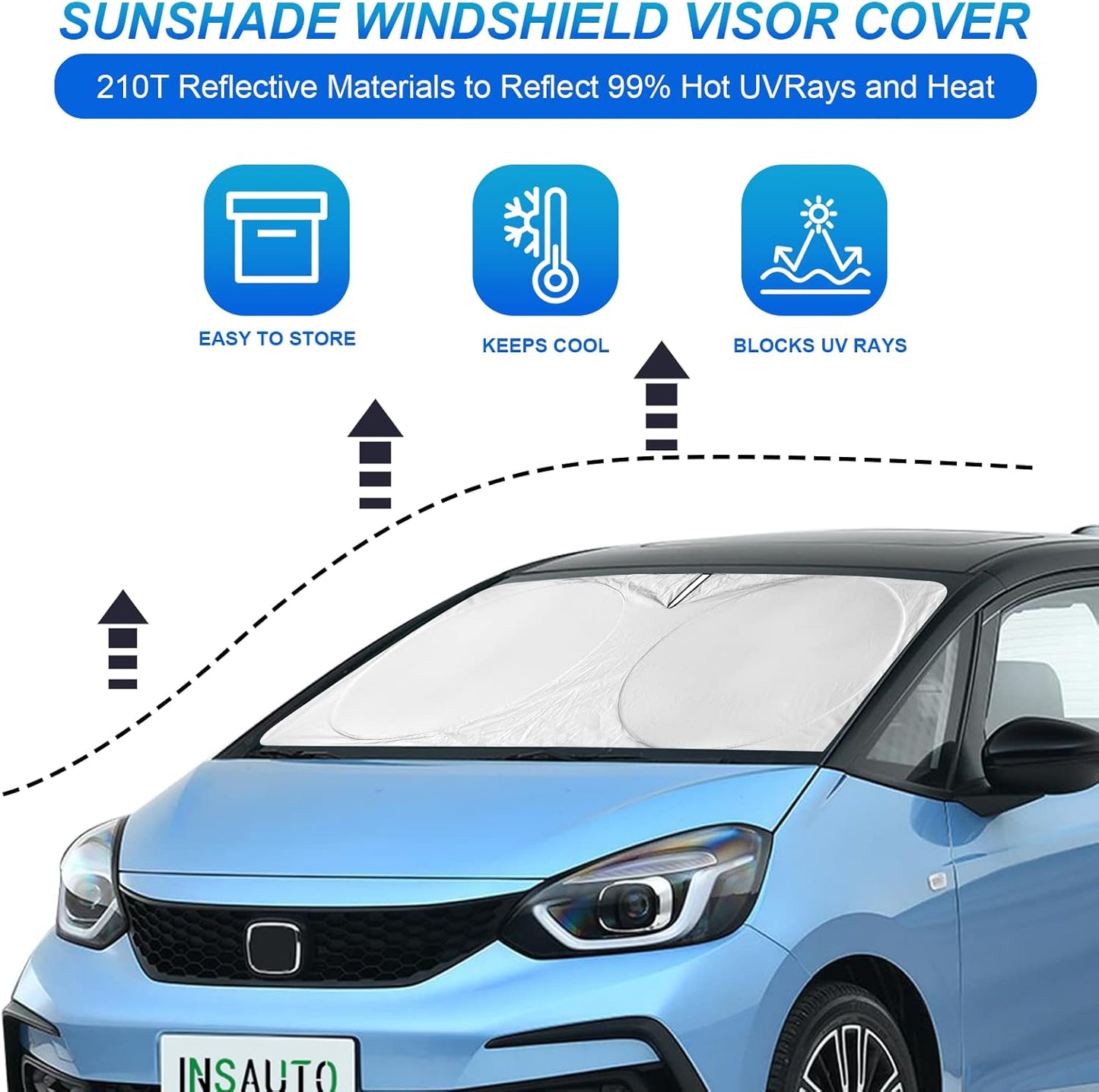 INSAUTO for 2026 CRV Windshield Sun Shade Sunshade Foldable Custom Fit 2023 2024 2025 Honda CR-V Accessories Windshield Cover Front Window Shield Blocks UV Rays and Heat Car Interior Protector